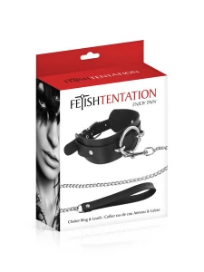 Bild von Fetish Tentation BDSM Halsband und Leine in Schwarz