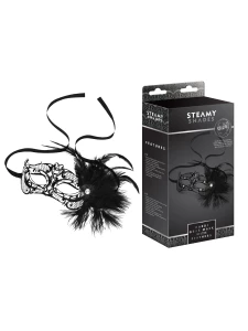 Image of the STEAMY SHADES Mardi Gras Mask with elegant feathers