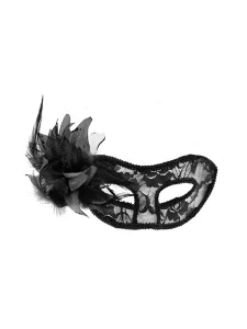 Image of the Maskarade Venetian Mask La Traviata Black, elegant accessory for balls and carnivals