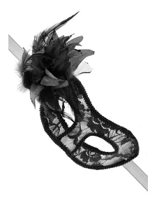 Immagine della Maschera Veneziana Maskarade La Traviata Nera, elegante accessorio per balli e carnevali