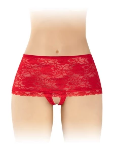 Boxer Cynthia ouvert rouge de Fashion Secret avec dentelle et motifs floraux