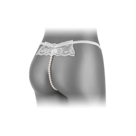Image of Katia Pearl Thong by Fashion Secret, sexy white lace lingerie with stimulating pearls