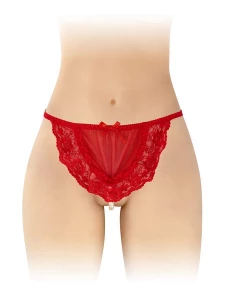 Image of the Fashion Secret Katia Pearl Thong in red with pearly pearls