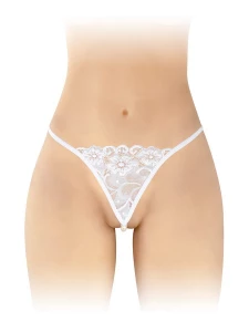 White thong with pearly beads by Fashion Secret