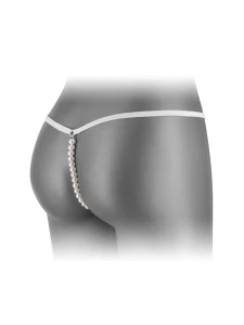 White thong with pearly beads by Fashion Secret