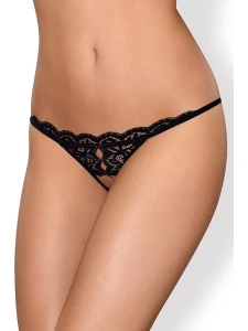 Woman wearing an open floral lace thong Obsessive