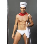Homme portant la Tenue de Cuisinier Blanc de la marque Paris Hollywood