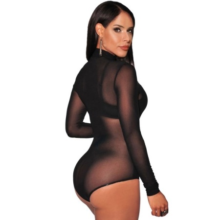 Image of the Paris Hollywood long sleeve bodysuit, sexy lingerie for women