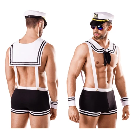 Uomo che indossa il costume da marinaio sexy di Saresia Roleplay Men