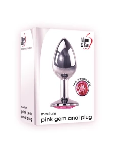 Image du Plug Bijou Métal M par Adam & Eve avec bijou rose
