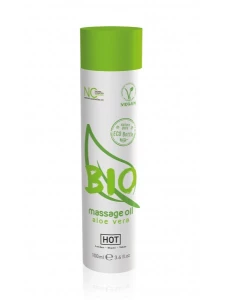 Bottle of HOT organic and vegan massage oil with Aloe Vera 100ml