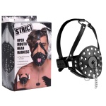 STRICT open-mouth head harness in black imitation leather