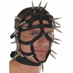 Rimba leather facial harness with metal spikes