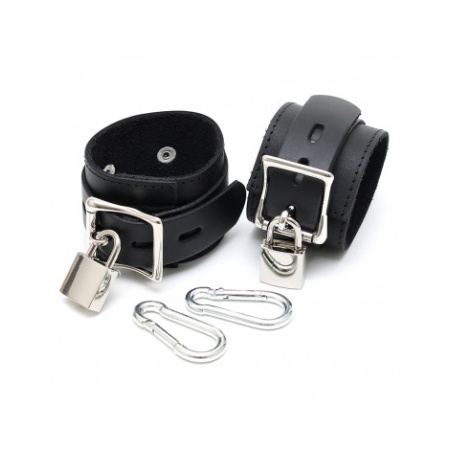 Black Leather Rimba Bondage Play Couples Wrist Cuffs