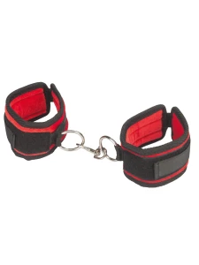 Lux Fetish Red and Black Velcro Adjustable Handcuffs
