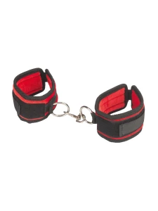 Verstellbare Handschellen Lux Fetish Rot und Schwarz mit Klettverschluss