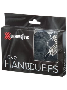 Image of XX-DREAMSTOYS luxury black metal handcuffs with removable plush cover