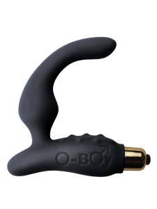 Abbildung des Vibrators Silikon O-Boy von Rocks Off, einem Prostata-Stimulator aus schwarzem Silikon