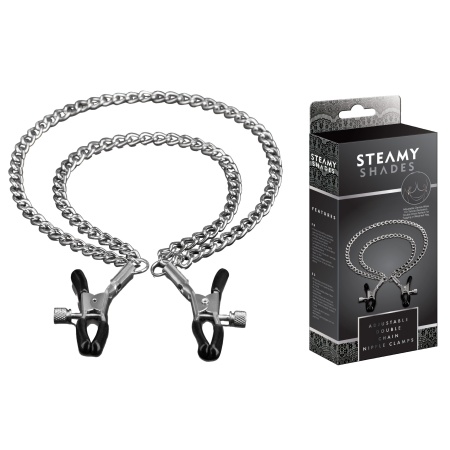 Adjustable breast clamps with chain from STEAMY SHADES