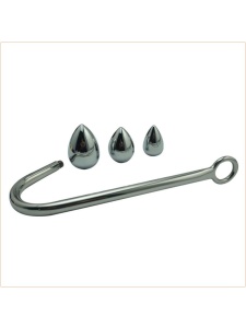 Anal plug and bondage hook M in silver-plated metal