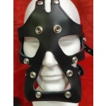 Image of Black leather eye mask with rivets - 4 pieces