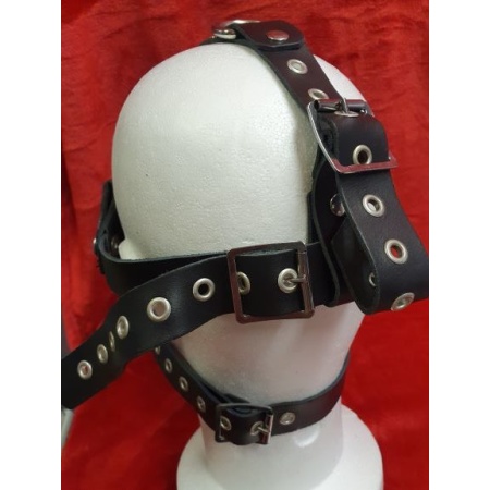 Image of Black leather eye mask with rivets - 4 pieces