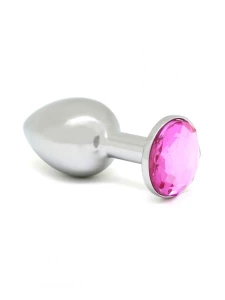 Immagine del plug anale rosa Rimba in metallo 140gr con cristallo rosa
