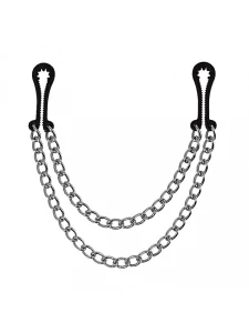 Image de pinces à seins Rimba avec chaînettes doubles pour jeux BDSM