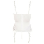 Image of the Elegant Cottelli open bust basque in stretch lycra with snow white satin trim and fine white lace