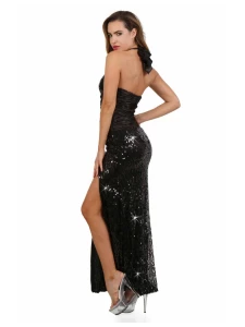 Image of the glamorous Soisbelle maxi dress, sexy women's lingerie in black