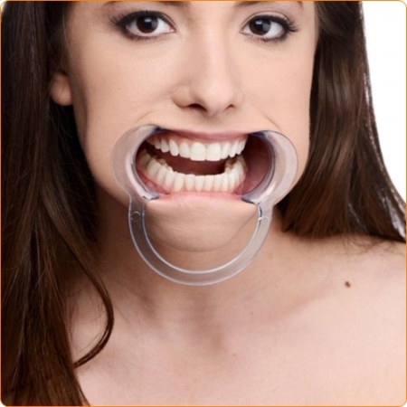 Dental Mouth Gag, a unique erotic BDSM accessory in transparent plastic