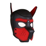 Cagoule de chien Néoprène Noir/Rouge pour jeux BDSM