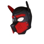 Cuffia per cani in neoprene nero/rosso per giochi BDSM