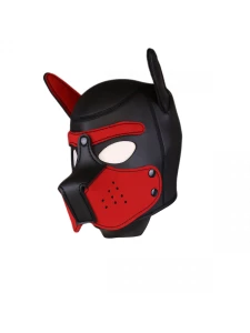 Hundemaske Neopren Schwarz/Rot für BDSM-Spiele