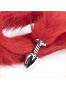 Image of the Metal Anal Plug with Red Fox Tail - 80cm