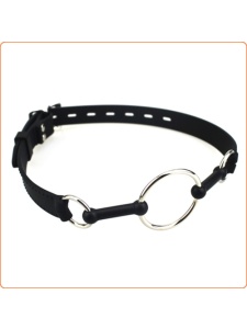 Black silicone gag with O-Ring, ideal for BDSM games