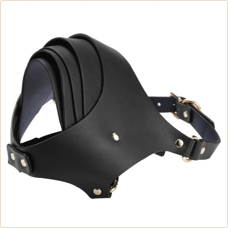 Image of the black leatherette bondage eye mask