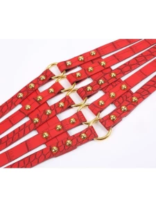 Image of the red leatherette waist belt for sexy lingerie