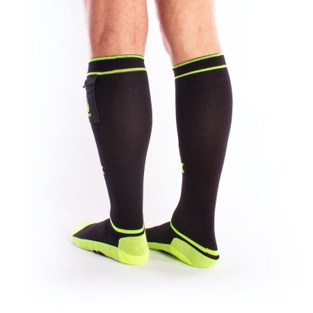 PUPPY Fetish Socks with Pockets Black/Fluorescent Yellow by Brutus