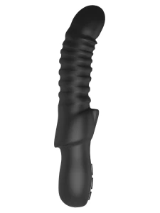 Image du Vibromasseur Typhon de Dream Toys, sextoy noir avec détail chrome