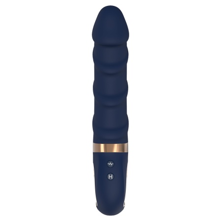 Image of the Belenos vibrator by Dream Toys, dark blue with gold detailing