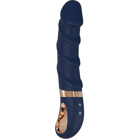 Image of the Belenos vibrator by Dream Toys, dark blue with gold detailing