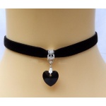 Image of the Heart Pendant Necklace in black velvet, sexy body jewellery