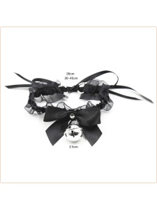 Image du Collier Érotique en Dentelle Noire avec Cloche