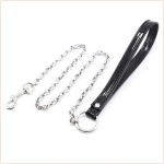 BDSM Halsband und Kette aus Kunstpelz schwarz und hellbraun