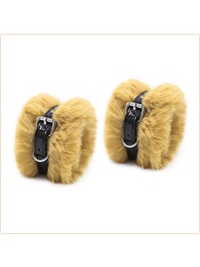 Vinyl and synthetic fur ankle cuffs