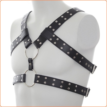 Sexy Bondage Chest Harness in black faux leather