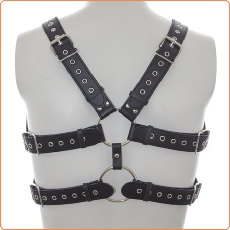 Sexy Bondage Chest Harness in black faux leather