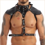 Schwarzer PVC-Harness für Frauen und Männer mit sexy SM-Stil