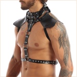 Schwarzer PVC-Harness für Frauen und Männer mit sexy SM-Stil